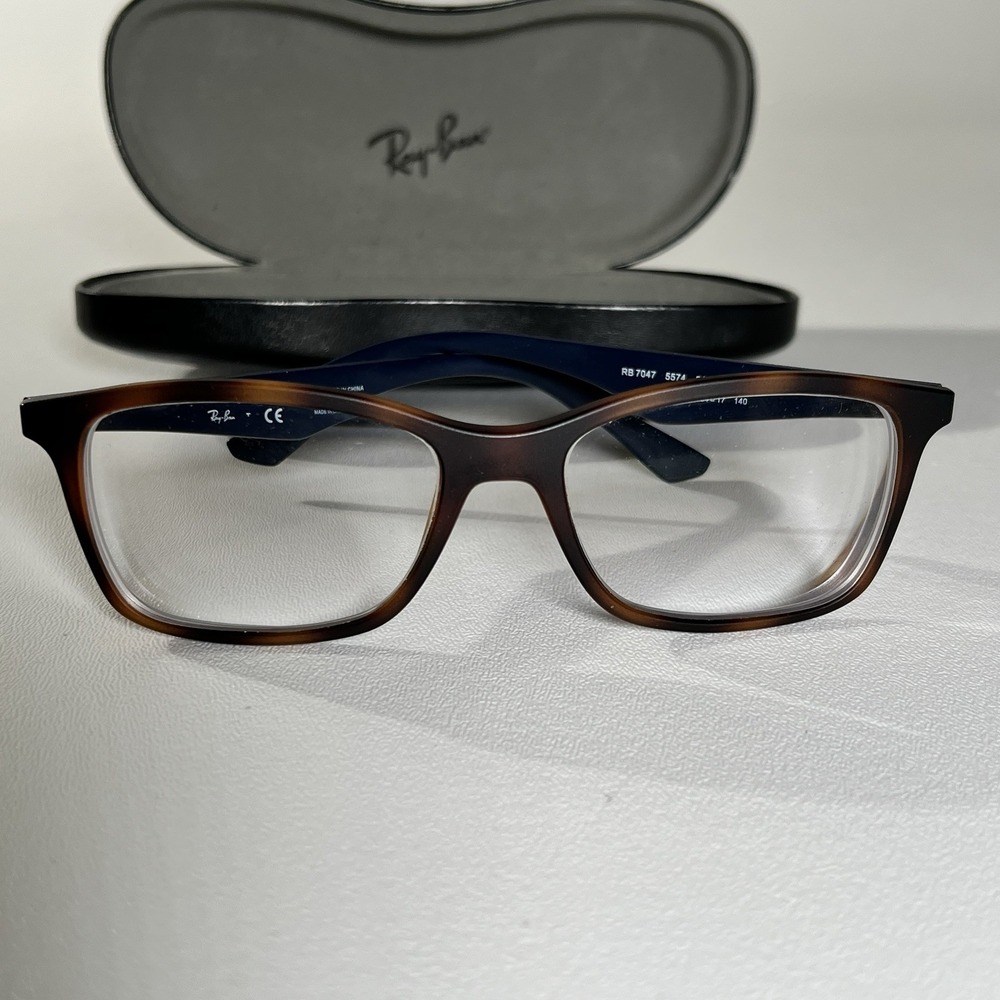 Ray-Ban RB 7047 5574 54-17-140 Matte Light Havana Navy Blue Eyeglass Frames Only